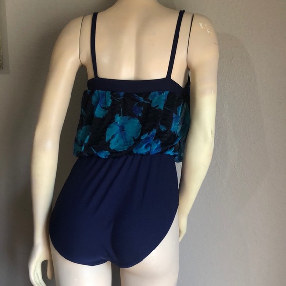 NWOT Navy floral one Piece Swimsuit - Picture 3 of 5